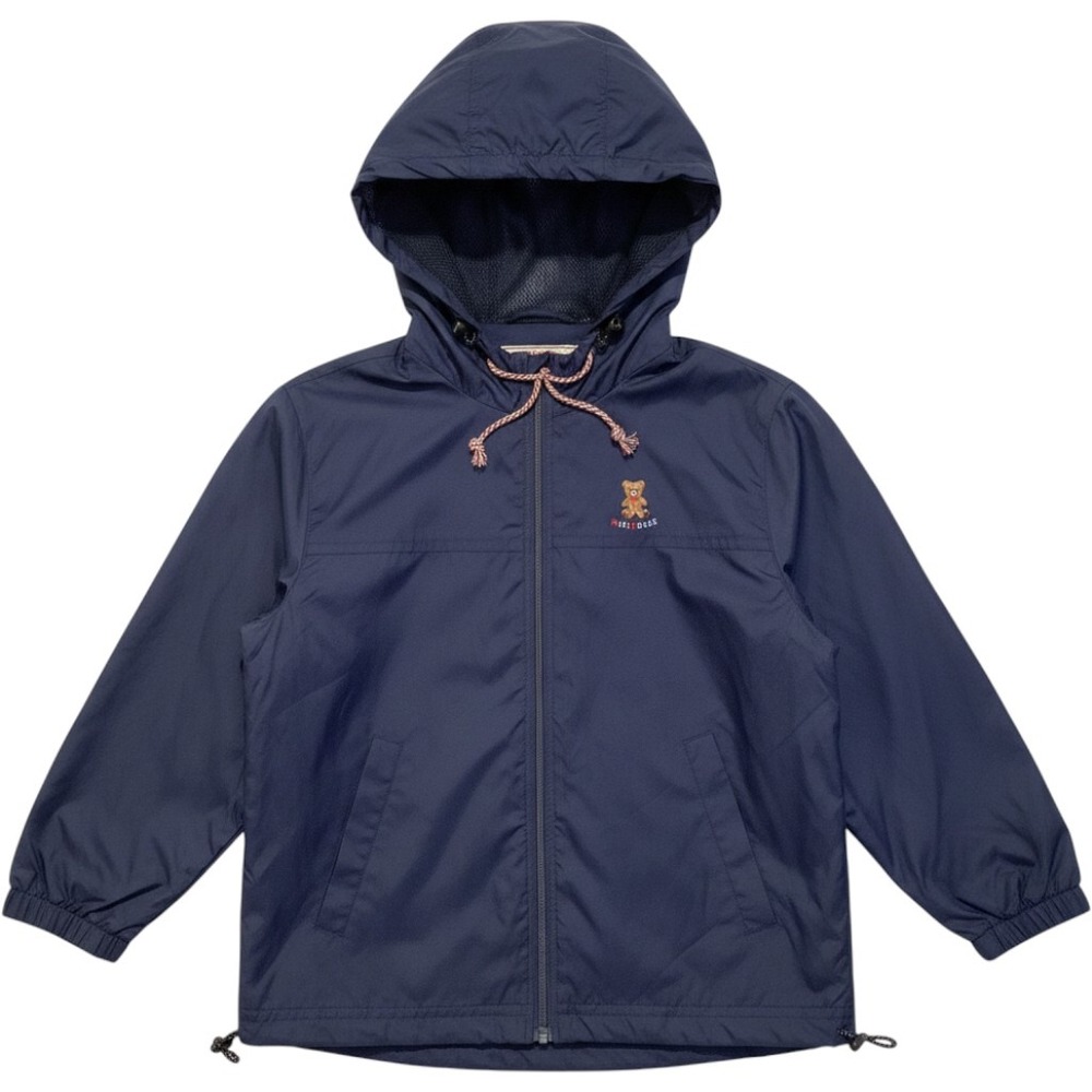 Miki House Navy Blue Hooded Windbreaker Jacket Bear Logo Kids 3T-4T Japan Luxury